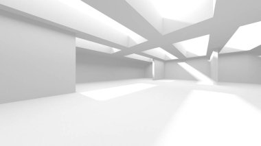 Beyaz Modern Arkaplan. Soyut Bina Konsepti. 3d Hazırlama