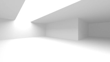 Aydınlatılmış koridor iç tasarımı. Boş Oda İç mimarisi. 3 Boyutlu Hazırlama