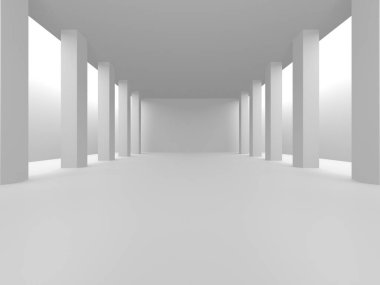 Beyaz Modern Arkaplan. Soyut Bina Konsepti. 3d Hazırlama