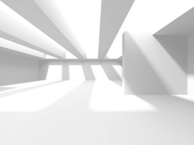 Soyut Beyaz Mimari Tasarım Konsepti. 3d Görüntüleme