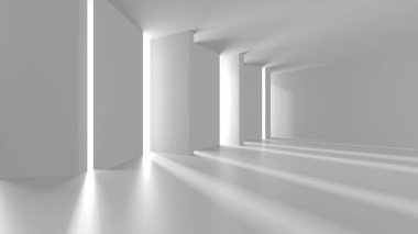 Soyut Beyaz Mimari Tasarım Konsepti. 3d Görüntüleme