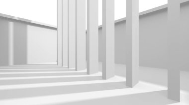 Soyut Beyaz Mimari Tasarım Konsepti. 3d Görüntüleme