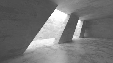 Dark Beton Duvar Mimarisi. Boş Oda. 3d Görüntüleme