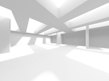 Soyut Beyaz Mimari Tasarım Konsepti. 3d Görüntüleme