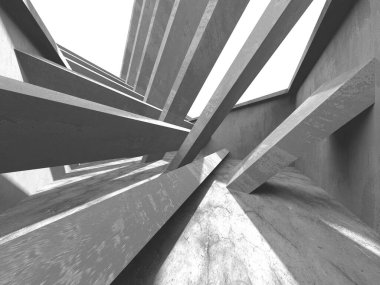 Dark Beton Duvar Mimarisi. Boş Oda. 3d Görüntüleme