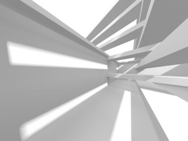 Soyut Beyaz Mimari Tasarım Konsepti. 3d Görüntüleme