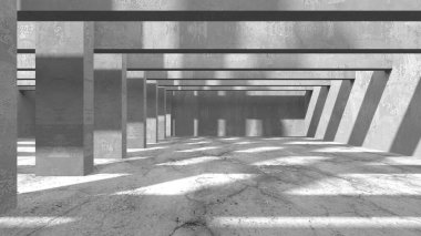 Soyut mimari iç plan. Boş beton oda. 3d hazırlayıcı
