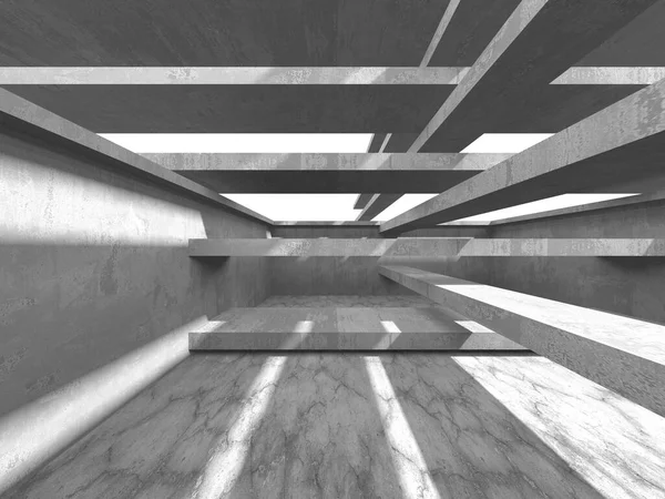 Dark Beton Duvar Mimarisi. Boş Oda. 3d Görüntüleme