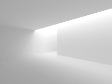 Aydınlatılmış koridor iç tasarımı. Boş Oda İç mimarisi. 3 Boyutlu Hazırlama