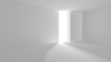 Aydınlatılmış koridor iç tasarımı. Boş Oda İç mimarisi. 3 Boyutlu Hazırlama