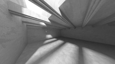 Soyut mimari iç plan. Boş beton oda. 3d hazırlayıcı