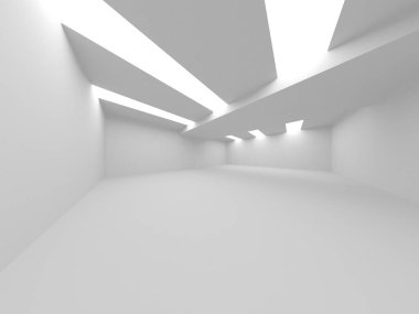 Aydınlatılmış koridor iç tasarımı. Boş Oda İç mimarisi. 3 Boyutlu Hazırlama