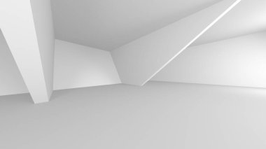 Aydınlatılmış koridor iç tasarımı. Boş Oda İç mimarisi. 3 Boyutlu Hazırlama