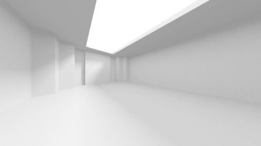 Aydınlatılmış koridor iç tasarımı. Boş Oda İç mimarisi. 3 Boyutlu Hazırlama