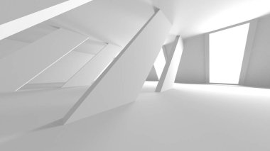 Aydınlatılmış koridor iç tasarımı. Boş Oda İç mimarisi. 3 Boyutlu Hazırlama