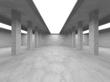 Soyut mimari arka plan. İçi boş beton döşeme. 3d hazırlayıcı