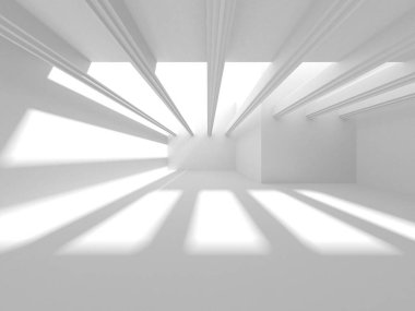 Aydınlatılmış koridor iç tasarımı. Boş Oda İç mimarisi. 3 Boyutlu Hazırlama