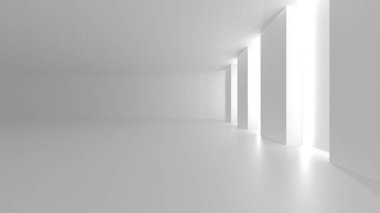 Beyaz Modern Arkaplan. Soyut Bina Konsepti. 3d Hazırlama