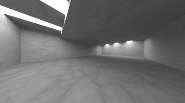 Soyut mimari arka plan. İçi boş beton döşeme. 3d hazırlayıcı