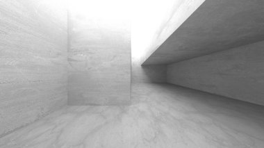 Dark Beton Duvar Mimarisi. Boş Oda. 3d Görüntüleme