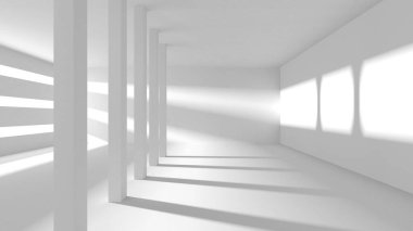 Beyaz Modern Arkaplan. Soyut Bina Konsepti. 3d Hazırlama