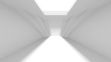 Beyaz Modern Arkaplan. Soyut Bina Konsepti. 3d Hazırlama