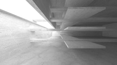 Dark Beton Duvar Mimarisi. Boş Oda. 3d Görüntüleme