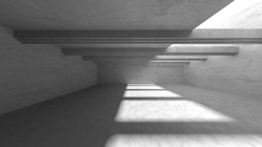 Dark Beton Duvar Mimarisi. Boş Oda. 3d Görüntüleme