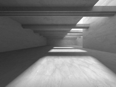 Dark Beton Duvar Mimarisi. Boş Oda. 3d Görüntüleme