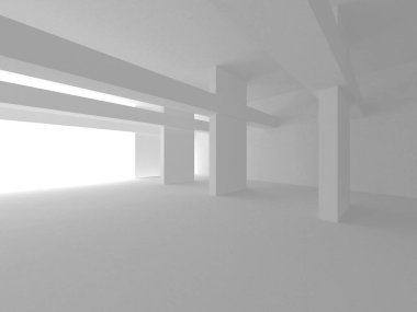 Soyut Beyaz Mimari Tasarım Konsepti. 3d Görüntüleme