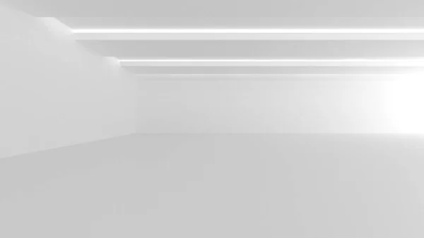 Illuminated Corridor Interior Design Empty Room Interior Background Render — Stock Photo, Image