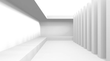 Beyaz Modern Arkaplan. Soyut Bina Konsepti. 3d Hazırlama