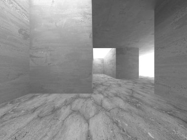 Soyut mimari iç plan. Boş beton oda. 3d hazırlayıcı