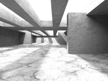 Soyut mimari iç plan. Boş beton oda. 3d hazırlayıcı