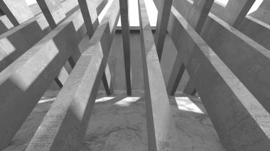 Soyut mimari iç plan. Boş beton oda. 3d hazırlayıcı