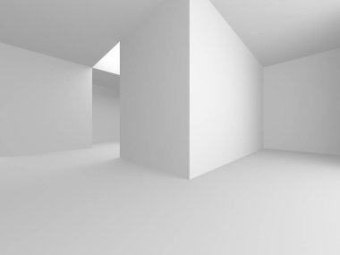 Aydınlatılmış koridor iç tasarımı. Boş Oda İç mimarisi. 3 Boyutlu Hazırlama