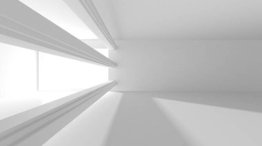 Aydınlatılmış koridor iç tasarımı. Boş Oda İç mimarisi. 3 Boyutlu Hazırlama