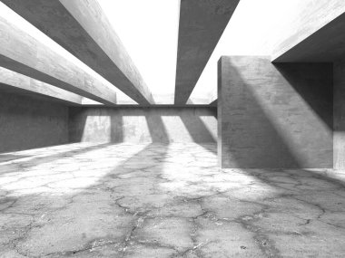 Soyut mimari iç plan. Boş beton oda. 3d hazırlayıcı