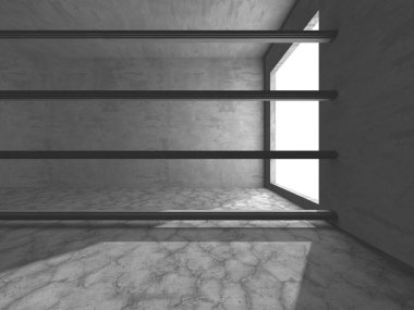 Soyut mimari iç plan. Boş beton oda. 3d hazırlayıcı