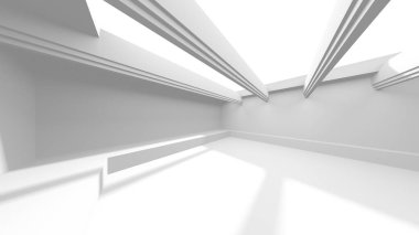 Aydınlatılmış koridor iç tasarımı. Boş Oda İç mimarisi. 3 Boyutlu Hazırlama