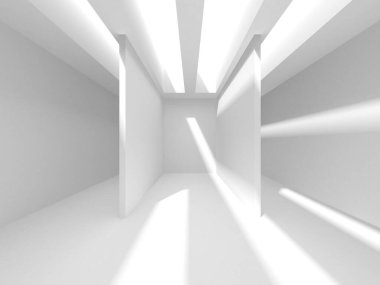 Aydınlatılmış koridor iç tasarımı. Boş Oda İç mimarisi. 3 Boyutlu Hazırlama