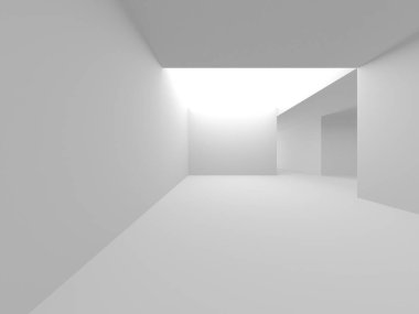 Aydınlatılmış koridor iç tasarımı. Boş Oda İç mimarisi. 3 Boyutlu Hazırlama