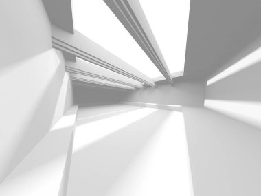 Aydınlatılmış koridor iç tasarımı. Boş Oda İç mimarisi. 3 Boyutlu Hazırlama