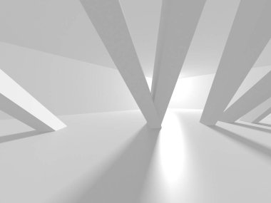 Soyut Beyaz Mimari Tasarım Konsepti. 3d Görüntüleme