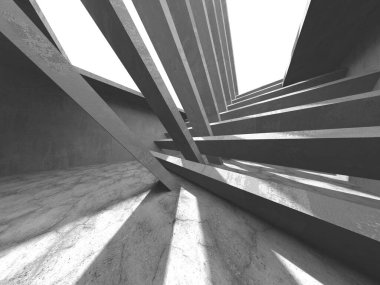 Soyut mimari arka plan. İçi boş beton döşeme. 3d hazırlayıcı