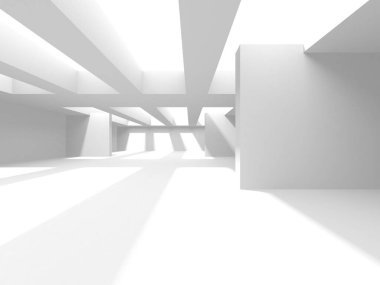 Beyaz Modern Arkaplan. Soyut Bina Konsepti. 3d Hazırlama