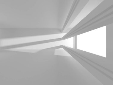 Beyaz Modern Arkaplan. Soyut Bina Konsepti. 3d Hazırlama