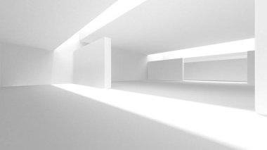 Beyaz Modern Arkaplan. Soyut Bina Konsepti. 3d Hazırlama