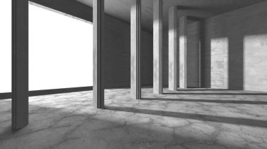 Dark Beton Duvar Mimarisi. Boş Oda. 3d Görüntüleme