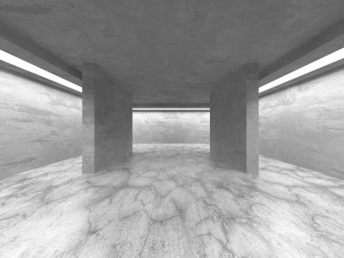 Dark Beton Duvar Mimarisi. Boş Oda. 3d Görüntüleme